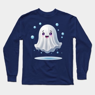 Cute ghost floating. Halloween ghost cartoon Long Sleeve T-Shirt